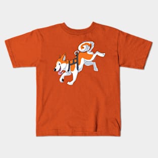 Orange Husky Running Kids T-Shirt